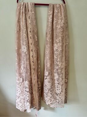 Set of 2 Curtain Panels 52”x84” Sheer Lace Boho Blush Pink